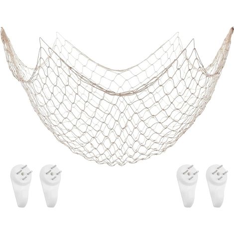 200×100 CM Filet de Peche Décoratif Style Méditerranéen Porte Photo Mural (1/5)