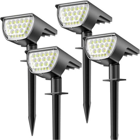 Lampe Puissante [37LED/ 4Pack] Spot Solaire Exterieur IP65 Imperméable, Lumière, Eclairage Pour Les Décorations de Jardin(Blanc Froid) (1/4)