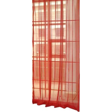 Rideau en voile transparent rouge de 200 x 100 cm avec passe-tringle pour maison, chambre à coucher, salon, décoration de fenêtre (1/5)
