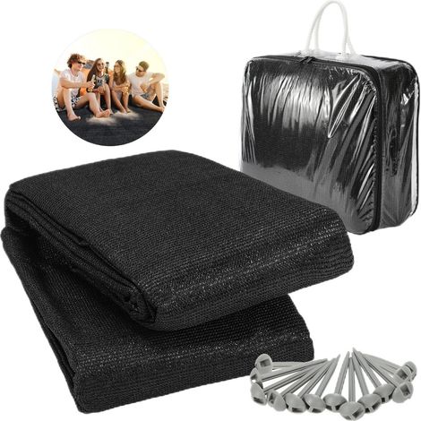 Jiubiaz Tappeto da campeggio 400x400 cm HDPE PEHD Nero Antipozzetti d’acqua per zone umide