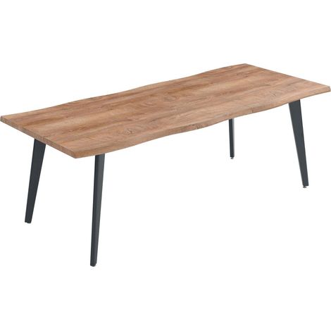 The Home Deco Factory – Table extensible rectangulaire en bois noir et marron – Pour 6 à 8 personnes – Design moderne pour salle à manger (1/8)