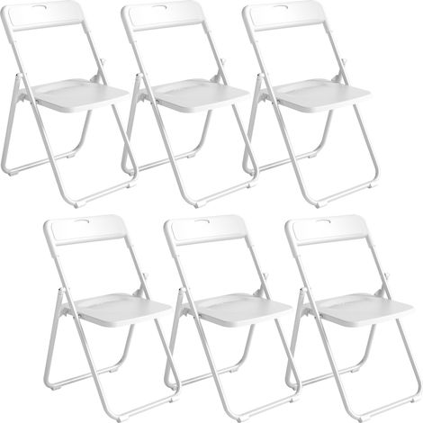 Lot de 6 chaises pliantes dossier incurvé BERNY blanc (1/5)