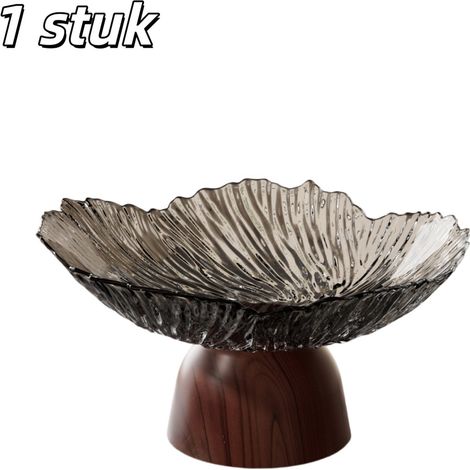 1 pièce - Coupe à fruits - Corbeille à fruits haute - Aspect bois - Convient pour la maison, la table basse, le goûter ou les bonbons - Noir (1/5)