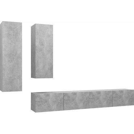 Maison Exclusive - 4-tlg. TV-Schrank-Set Betongrau Holzwerkstoff (1/5)