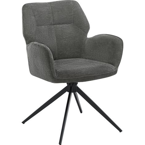 Fauteuil pivotant (jeu de 2) Fauteuil avec pieds métalliques,fauteuil de loisirs,tissu velouté,gris foncé (1/5)