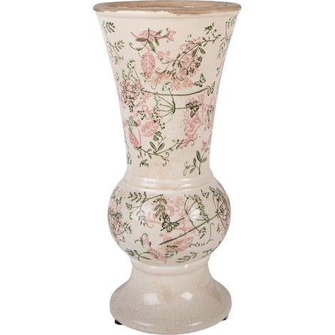 Vase Décoratif pour Fleurs en Céramique Beige Ø 15 x 32 cm - Design Élégant pour Intérieur - PANGIVO (1/3)