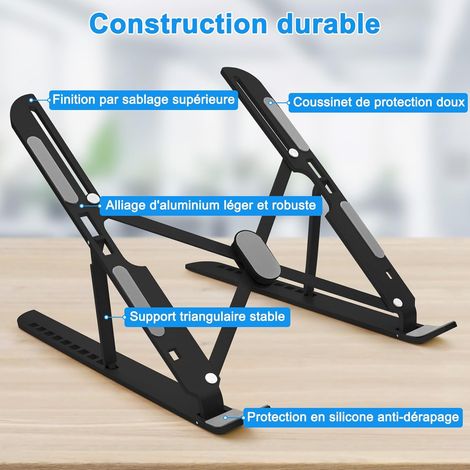 Support PC Portable, Support Ordinateur Portable à 10 Niveaux Réglables, Rehausseur Ordinateur Portable Pliable pour Bureau, Laptop Stand Silicone Antidérapant pour PC et Comprimé, Accessoire Bureau (1/4)