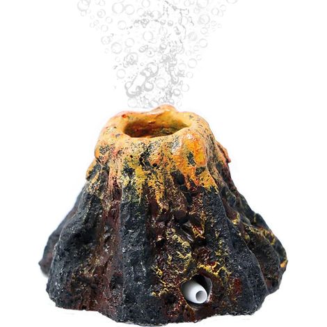 Décoration volcan résine bulles air, ornement paysager pour pompe à air aquarium