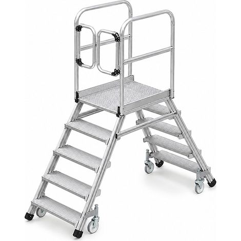 Plateforme mobile 2x8 marches - Hauteur max. de travail 3.94m - 618908-P