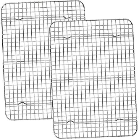 2 Pack Stainless Steel Cooling Rack, Large Rectangular Cooking Rack for Baking/Cooling/Frying/Grilling, 39 x 28.5 x 2 cm, Healthy and Stainless (1/5)