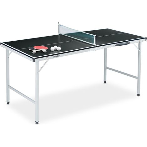 Mesa de ping pong negra con accesorios