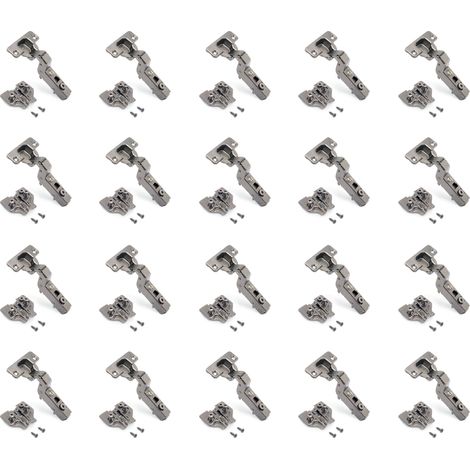 Emuca Kit von 20 Topfscharniere X91 Innenanschlag mit Schließautomatik und Euro Extras, Höhe 0, Stahl, Titan-Ausführung (1/5)