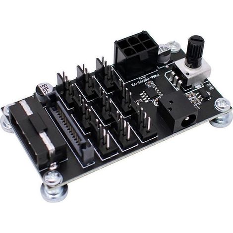 Contrôleur de vitesse de ventilateur Violent PWM pour boîtier d'ordinateur, 9 voies, 12 V, 4 broches, noir (1/5)
