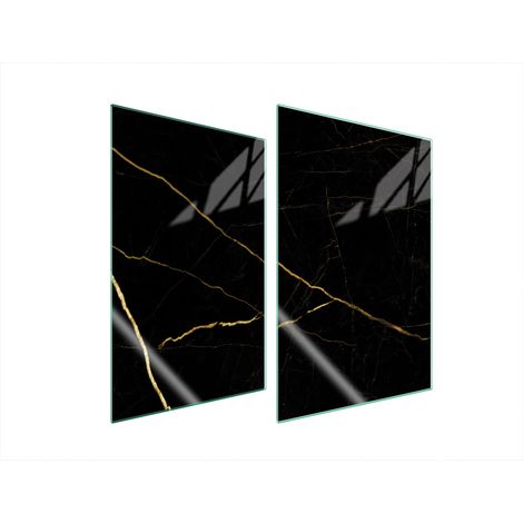 Plaque de protection en verre pour cuisine, 2 x 35 x 52 cm, marbre (1/5)