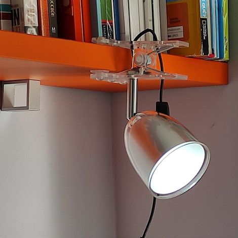 Mini Lampada LED con Pinza di Fissaggio Argento