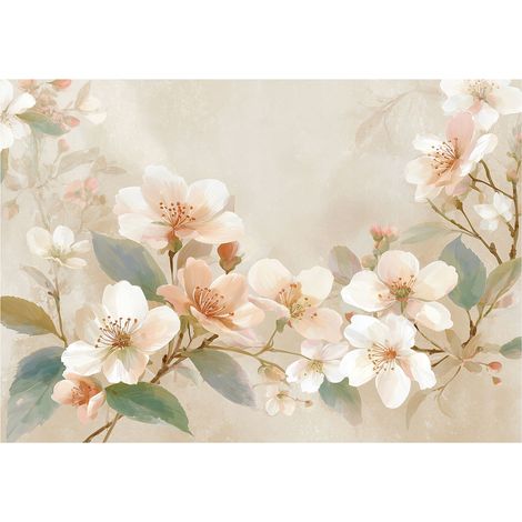 Moderne Fototapete Kirschblüte Abstrakt – Großformat Wandtapete 150x105 cm – Design für Wohnzimmer & Schlafzimmer