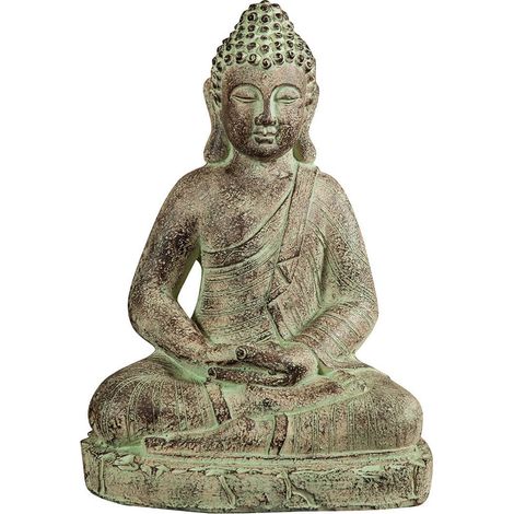 Statuette de Buddha en plâtre teinte finition vieillie  aux dimensions L38xPR28 Xh55 cm