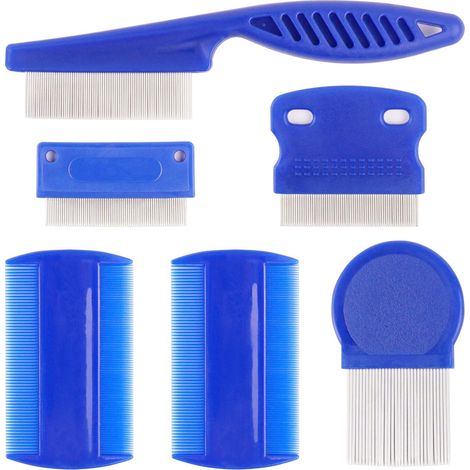 Peigne anti-puces pour chien Peigne de toilettage pour chien et chat Peignes anti-taches pour animaux de compagnie Outil de retrait de toilettage des dents fines (6 pièces) (1/4)