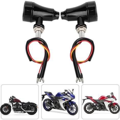 Retro-LED-Motorradrücklicht mit Blinker, Bremslicht und blinkendem Metallgehäuse (Schwarz) (1/5)