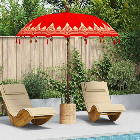 Balinese Parasol Red 215 x 215 x 260 cm Cotton and Wood vidaXL