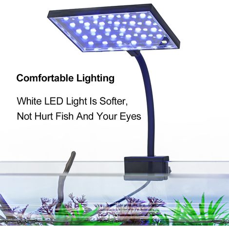 Lampe LED à pince pour aquarium, avec tête rotative, LED blanches, idéale pour l'aménagement paysager, les récifs coralliens et les plantes aquatiques. (1/2)