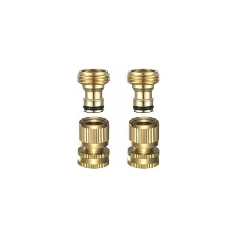 Manguera de jardín de conexión rápida - Conectores rápidos para manguera de jardín, manguera de agua de conexión rápida de latón macizo, 3/4" GHT, 2 juegos