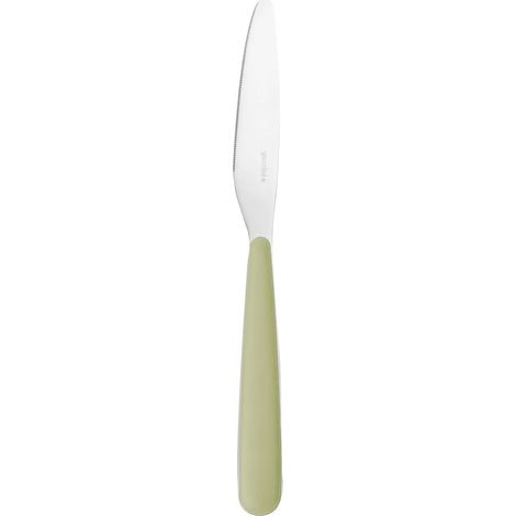 Cuchillo de mesa de acero inoxidable verde alga.