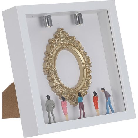 Cadre Vintage Blanc en Bois et Plastique, Mini Boîte Facile à Assembler pour Objets Miniatures, Décoration Murale Élégante pour Bureau ou Exposition (1/5)
