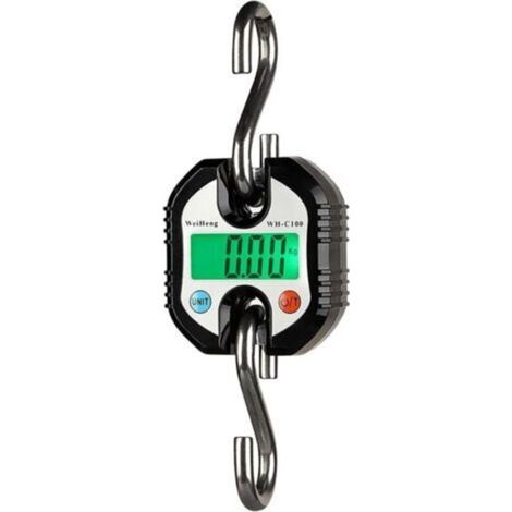 Échelles numériques, échelle à crochet, miniéchelle suspendue portable avec écran LCD, Peson Électronique 150 kg Balance Crochet Suspendu Dynamomètre LCD Crochet Peseur (Noir),de (1/4)