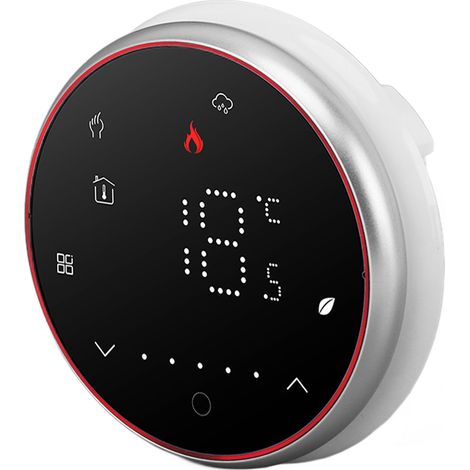 Programmierbarer, drahtloser Smart-Thermostat für AC95-240V-Heizkessel, schwarzer runder Sockel (1/5)