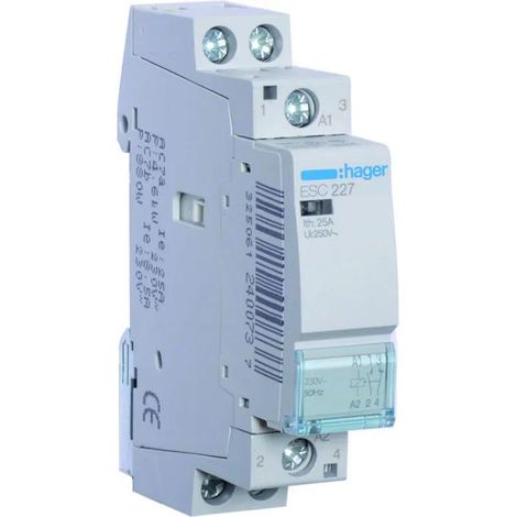 Hager ESC227 contactor modular negro o gris 25A 230V
