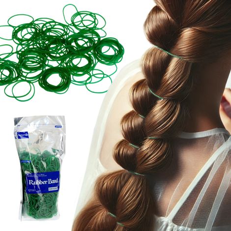 Gomas de silicona para trenzas, resistentes, verdes, talla M, 1300 unidades. (1/5)