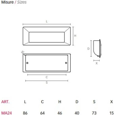 MANIGLIA MA24 INCASSO CROMO  MM.86 (1/2)