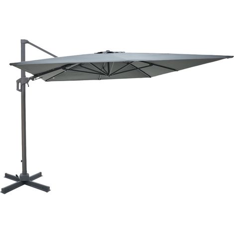 Parasol rectangulaire déporté en aluminium 3x4m - Gris foncé - Veya