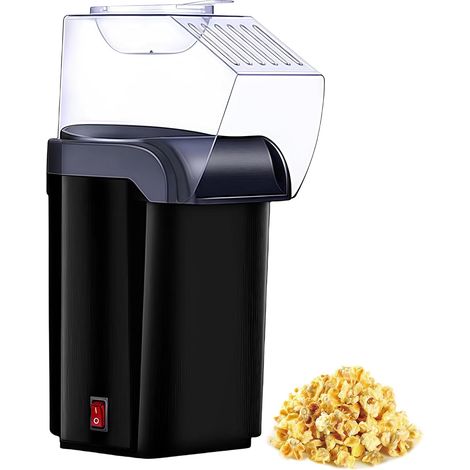 Machine à pop-corn à air chaud, 1200 W, électrique, faite maison, 2 minutes, utilisation rapide par simple contact, pour vidéos à la maison et fêtes de Noël, saine, sans huile, sans graisse (1/5)