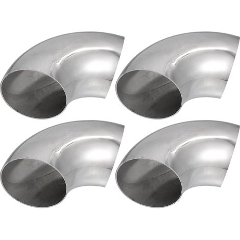 Tube De Coude D'Échappement À 90 Degrés Lot De 4 Acier Inox SS304  Diamètre Extérieur 63 Mm, Épaisseur De Paroi 1.2 Mm, Taille 13.3X6.3 Cm, Angle 90°, Matériau SS304, Surface Polie (1/5)