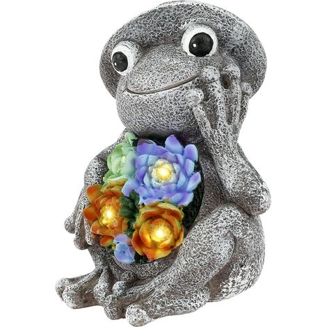 Grenouille Decoration Jardin Exterieur,Figurines solaires de Jardin avec Statue de Grenouille Lampe Solaire(style 2) (1/5)