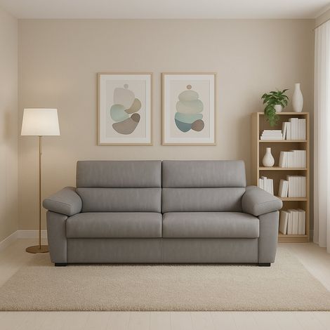 Dmora - Sofá fijo 2 plazas Quirina, Sofá lineal para salón, acolchado, desenfundable, calidad 100% Made in Italy, 185x95 h100 cm, Gris (1/5)