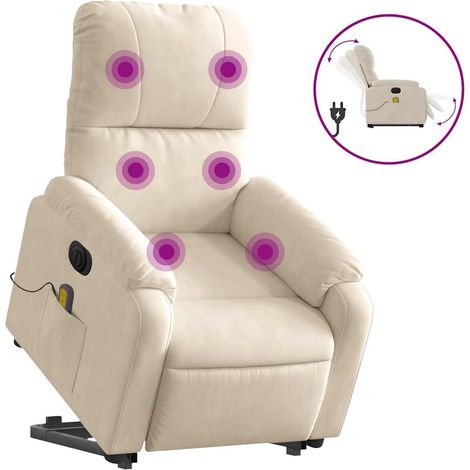 Fauteuil de Salon,Chaise,Fauteuil inclinable de massage électrique beige microfibres CFW482609 (1/5)