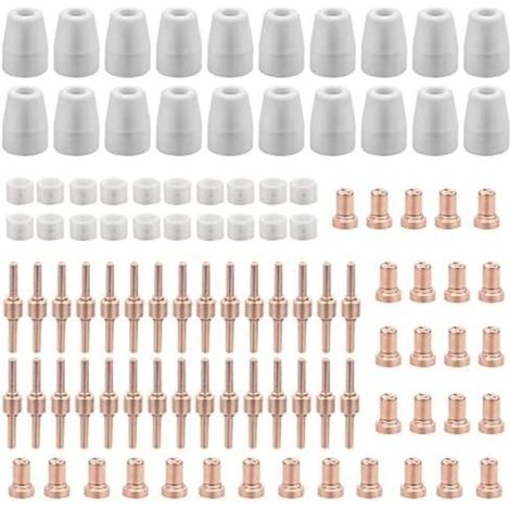 120 Pièces PT31 Consommables Plasma Decoupeur Plasma Parkside Cut 30 40 50 Consommables de Découpeuse Plasma Accessoire Decoupeur Plasma Electrode Tip Buse (1/3)