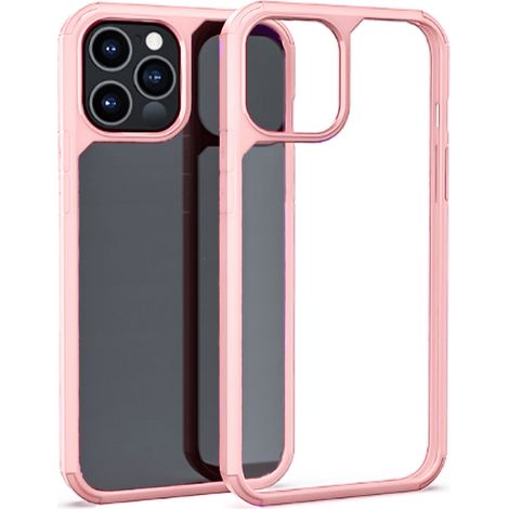 Cover custodia compatibile IP 12 PRO MAX 6.7" trasparente cornice rosa rigida (1/3)
