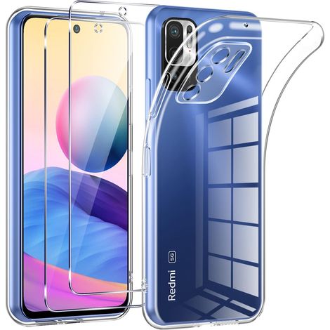 Coque pour Xiaomi Redmi Note 10 5G/Poco M3 Pro 5G avec 2 Pièces Protection Écran en Verre Trempé,Transparente Silicone en Gel TPU Souple pour Redmi Note 10 5G Couqe,Antichoc Etui Bumper (1/5)