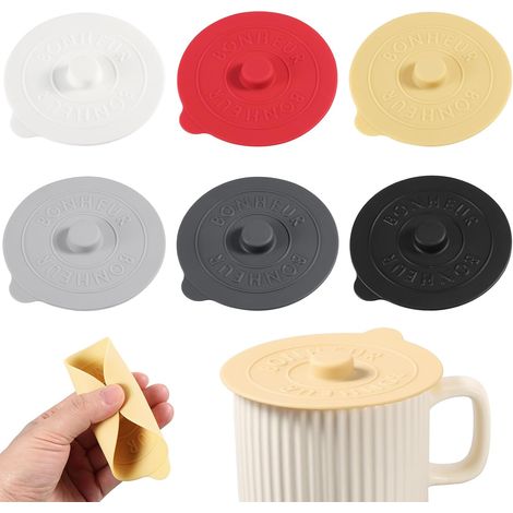Couvercle de tasse rond en silicone lettre anti - poussière Universal MUG GLASS Cover 95mm (1/5)