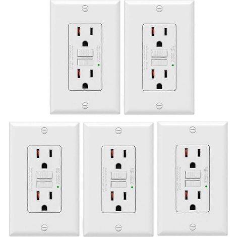 5er-Pack GFCI-Steckdosen 15 Ampere, nicht manipulationssicher