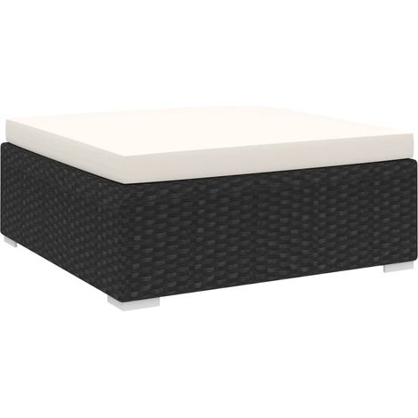 Modular-Fußhocker 1 Stk. + Auflagen Poly Rattan Schwarz