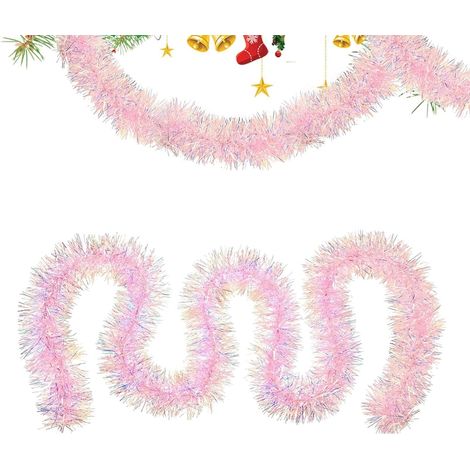 Guirlande de Noël rose en guirlande, bannière, décoration murale pour fête (1/5)