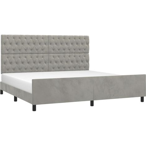 Estructura de cama sin colchón terciopelo gris claro 200x200 cm vidaXL (1/5)