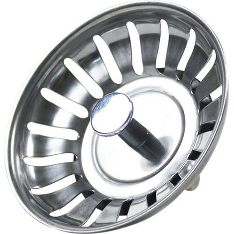 Bouchon d'évier en acier inoxydable - Crépine universelle (diamètre : 80 mm), bouchon à 18 fentes, grille anti-obstruction (1/5)