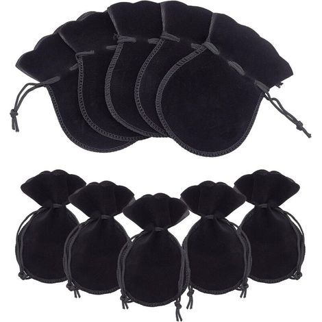 30 sacs à cordon en velours de 12 x 9 cm, sacs cadeaux citrouille noirs (1/5)