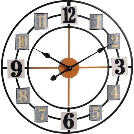 OROLOGIO DA PARETE IN METALO STILE FANTASIA 60X2 CM CON NUMERI GRANDI (1/2)